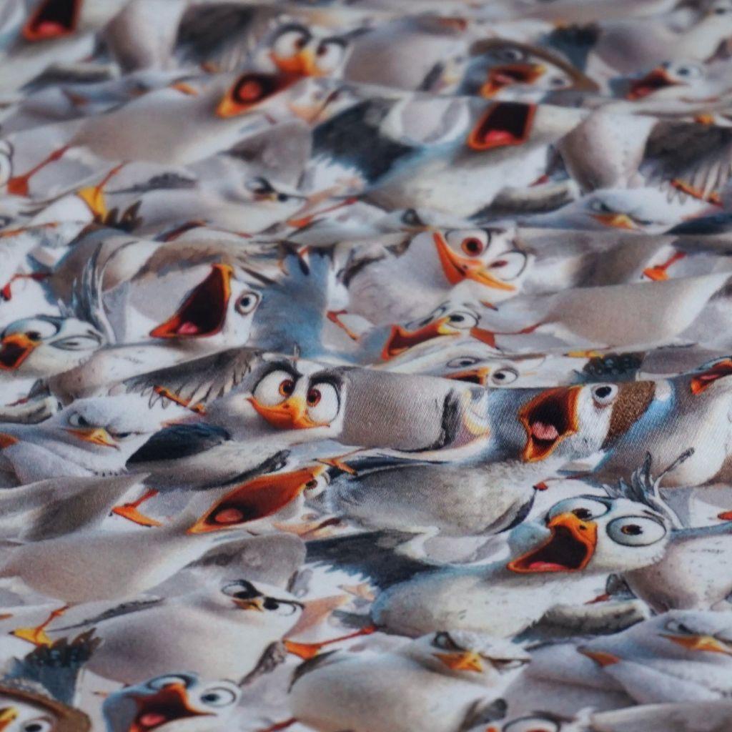 Baumwolljersey lustige Möwen Digitaldruck